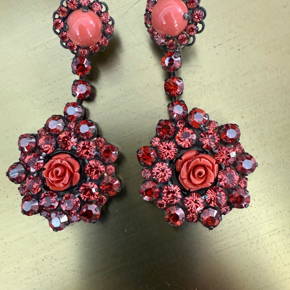 Dimitriadis Anthropologie Dangling Rose Earrings EUC - Picture 3 of 9